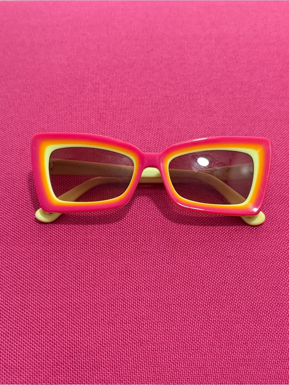 cult gaia Pink and Yellow Rectangular Sunglasses